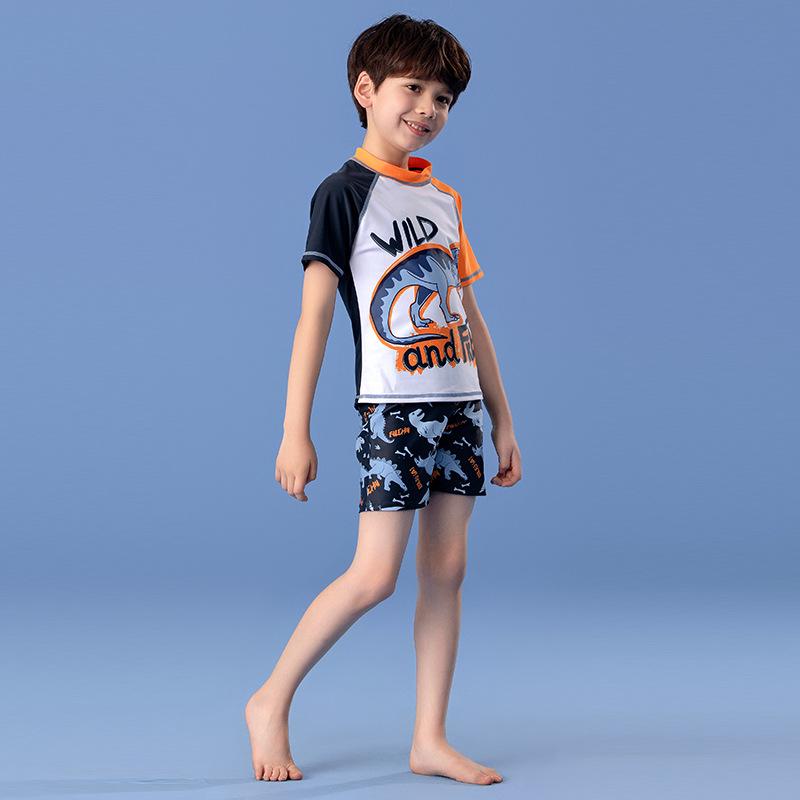2025 Summer Boys' Teen Swimwear Set: Split Style Swimsuit & Trunks