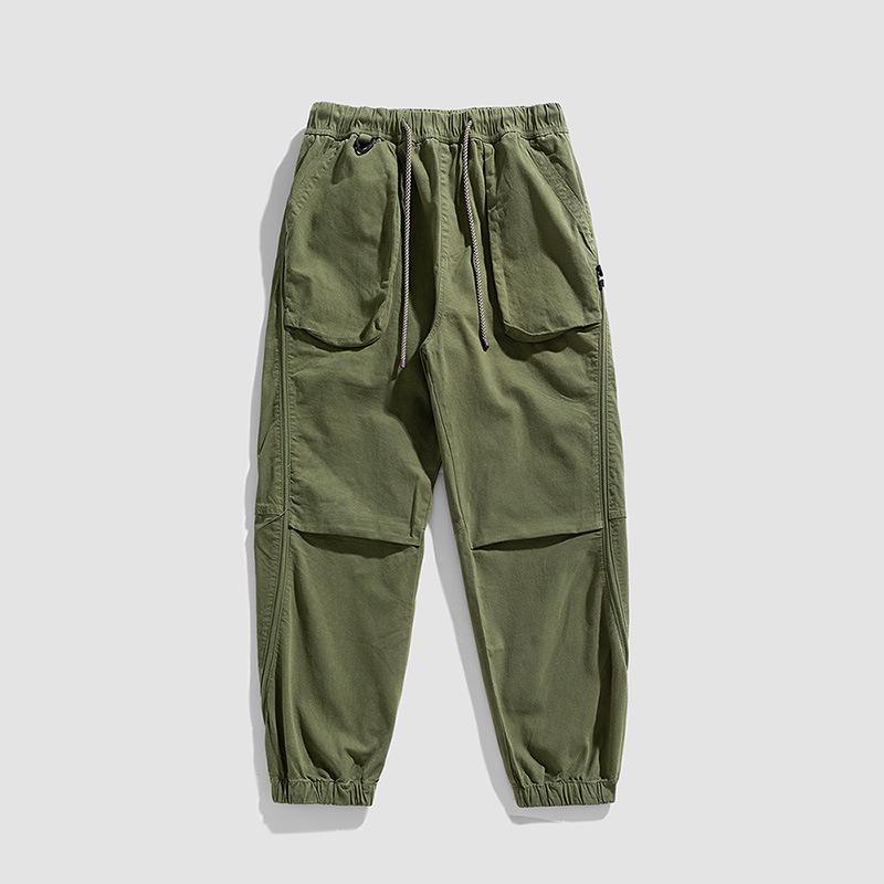 Summer new wide-version overalls men's high-end loose sweatpants men's pants casual high-end men's pants trendy brand