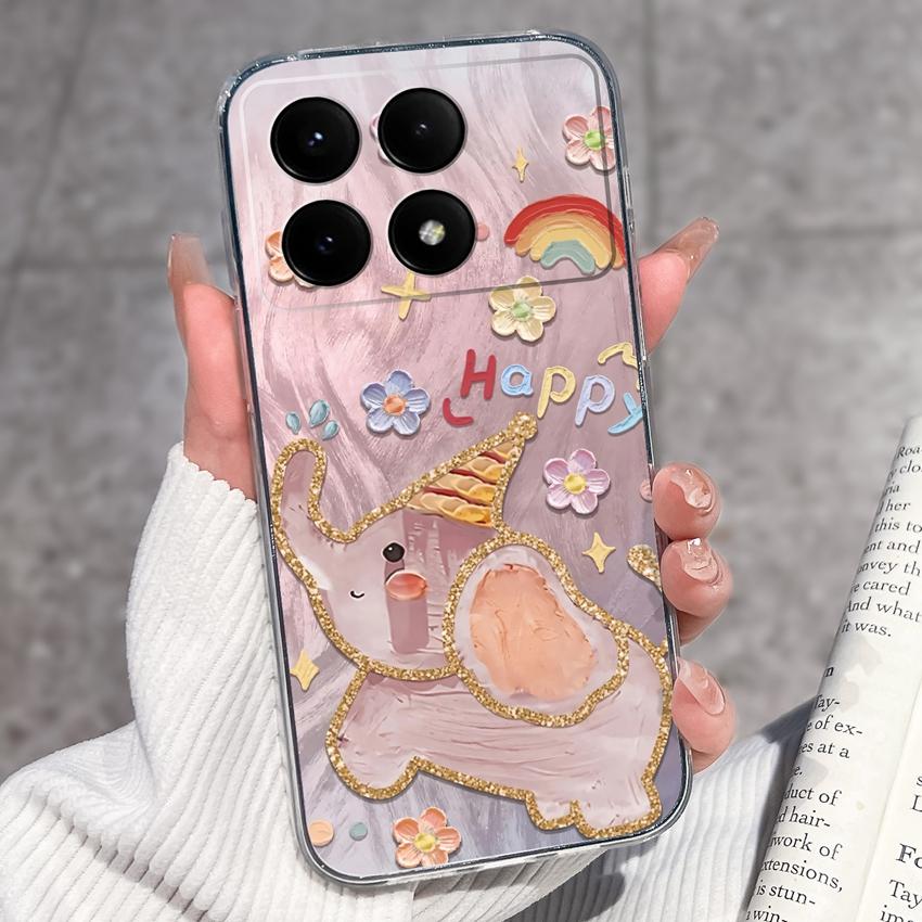 Case For Redmi K70e K60e K80 K70 K60 K50 K40 K30 K20 Pro K30i Cute Cartoon Piggy Pattern Phone Cover Transparent TPU Anti Fall Shell For Redmi Housing