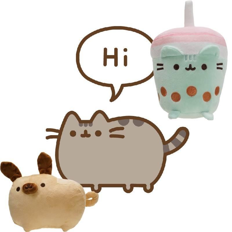 Cute Gray Fat Cat Plush Toy Doll Stuffed Animal Souvenir Cartoon Figure 20cm