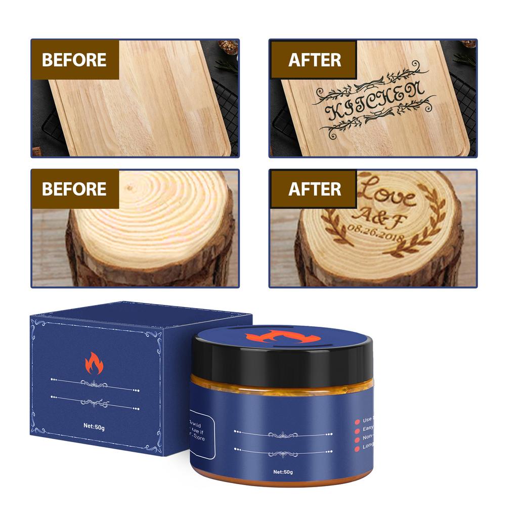 Wood Burning Paste Outdoor DIY Pyrography Wood Paste Leather Canvas Paper Combustion Aid Paste