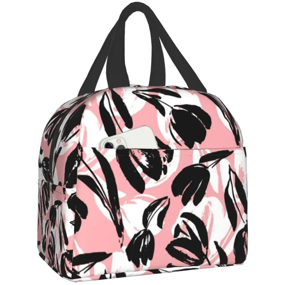 Lunchtasche Buntes Blumenmuster Isolierte Lunchbox Kühlfach Gefrierbar Thermisch Wasserdicht Lunch Tragetasche für Reise Arbeit Wandern Picknick