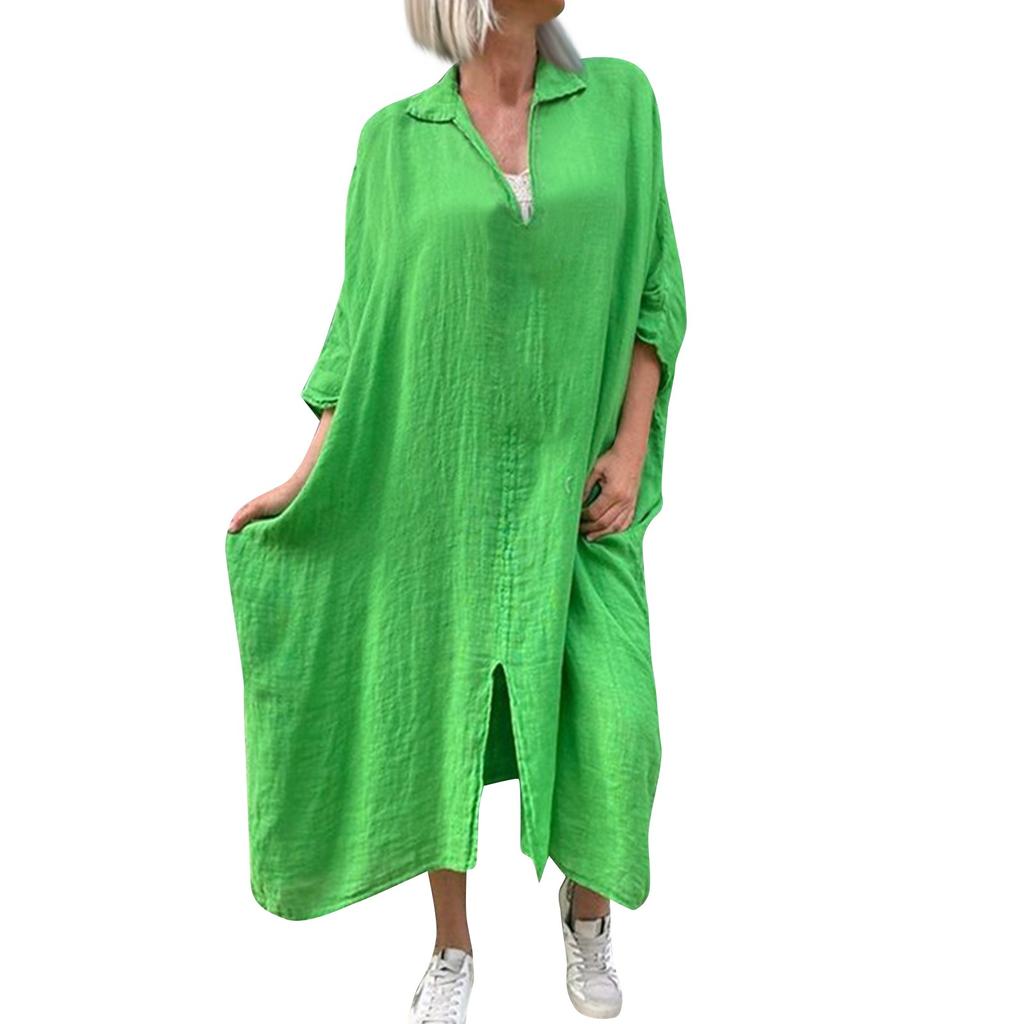 Moda Femei Casual Plus Size Rochie Solid Color Rochie Lungă Femei