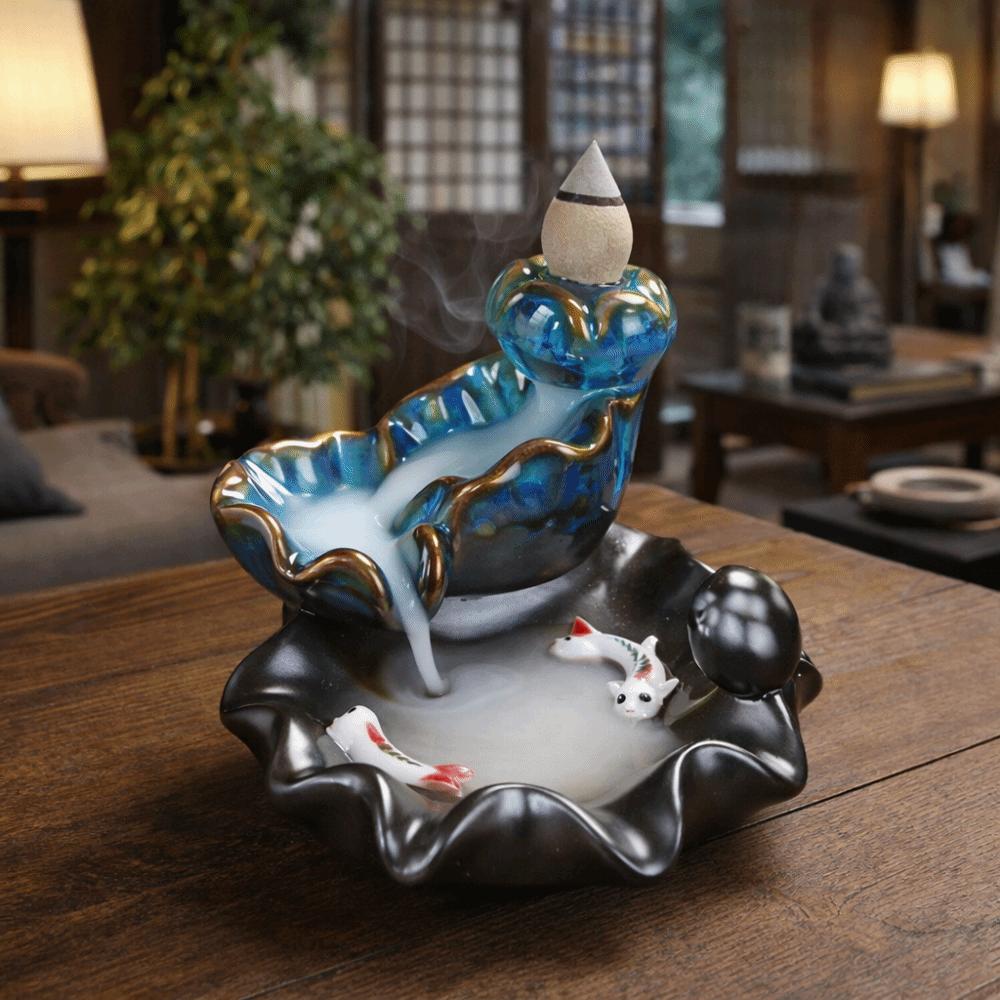 Lucky Fish Backflow Stick Incense Burner Mini Incense Stick Holder Ceramic Censer  Home Decoration