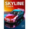 1/24 Nissan Skyline GT-R GTR R34 Alloy Electroplated Sports Car Model Diecast Metal Racing Car Vehicles Model Sound Light Kids Toy Gift