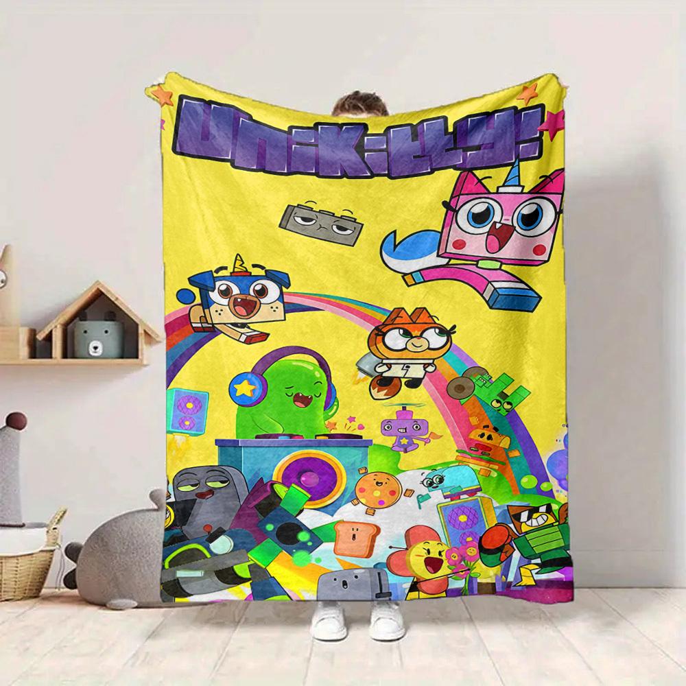 1pc Unikitty Characters Cozy Print Blanket Lightweight Warm Flannel Throw Blanket For Sofa, Bed, Living Room