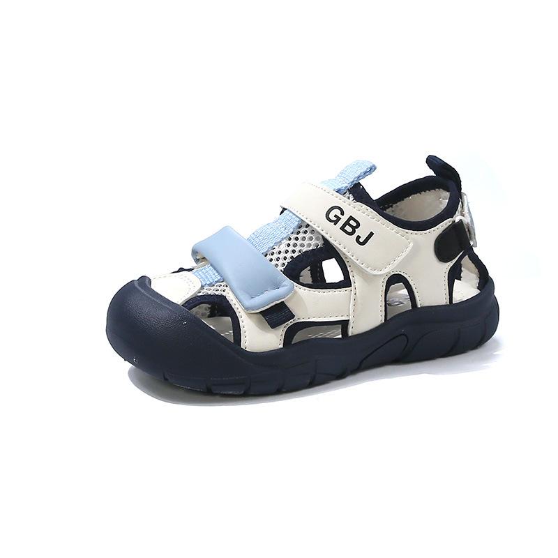 Summer Breathable Boys Sandals Non Slip Toe Cap Soft Sole Beach Shoes Girls Velcro Creek Walking Shoes