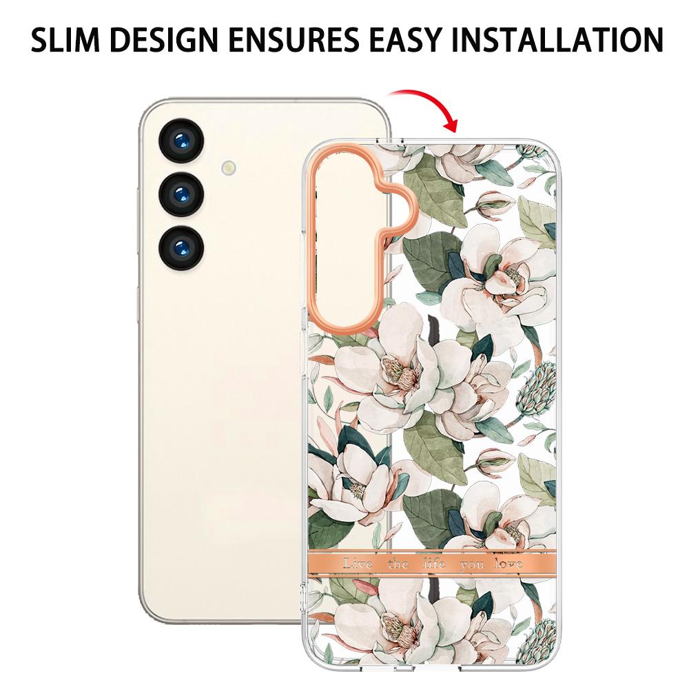 For Samsung Galaxy S24 Case IMD IML Flower Pattern Electroplated TPU Back Cover