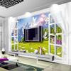 3d Window Snow Mountain Wallpaper Grassland Animal Landscape Photo Wall Murals Living Room Bedroom Wall Paper
