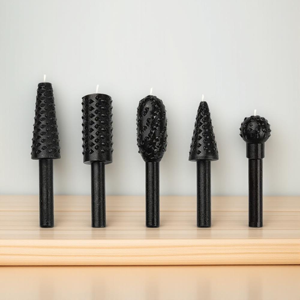 

5PCS Rotary File Set 63mm Round Shank Carbon Steel Burr Wood Carving Drill Bits Tool für DIY Projects