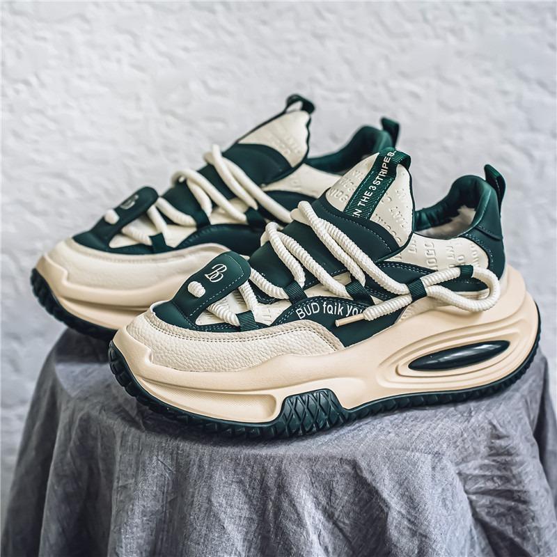 Fashion Spring Luxury Menh Sneakers Men's Thick Bottomed Casual Leather Face Student Sports Shoes Broadcast Trainers Men Running Shoes