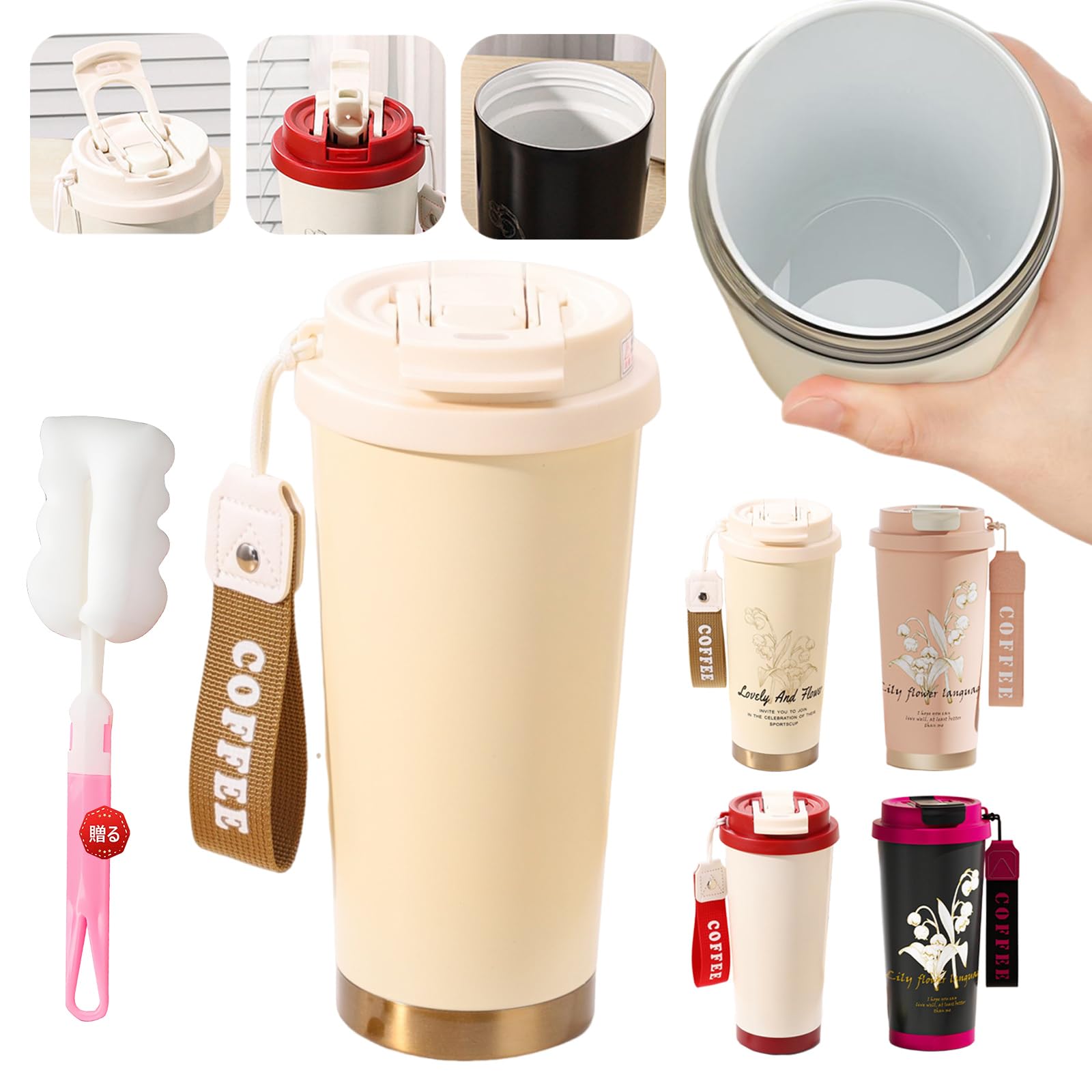 

Керамический стакан с соломинкой, с крышкой, непроливающийся, с изоляцией, кружка для кофе, с вакуумной изоляцией, 3-сторонний, устойчивый в автомобиле, большой вместимости, с керамическим покрытием, для