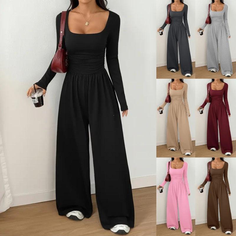 Abbigliamento da donna europeo e americano primavera e autunno Amazon transfrontaliero nuovo stile semplice da donna tinta unita casual manica lunga gamba larga