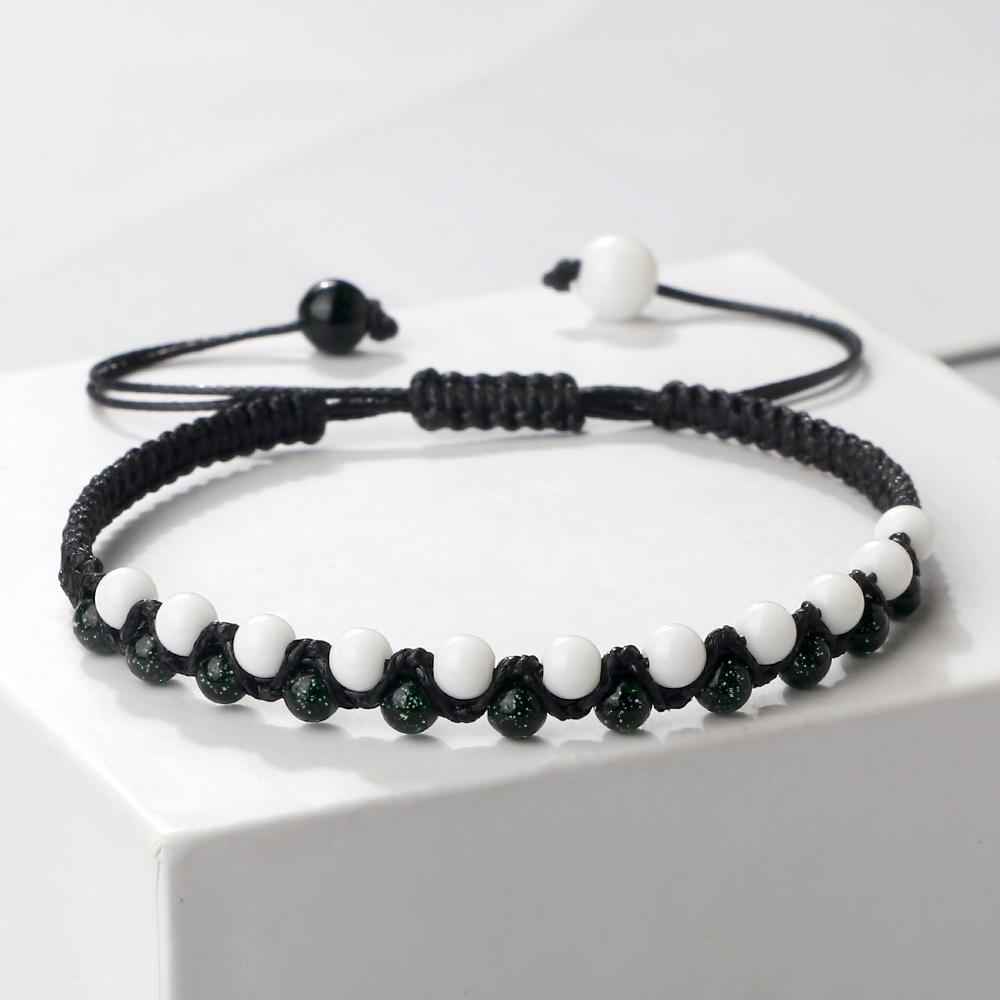 

Men 4mm Natural Stone Double Row Bracelet Tiger Eye Two-tone Bead Handmade Braided Wristband for Women Boho Fashion Jewelry Gift