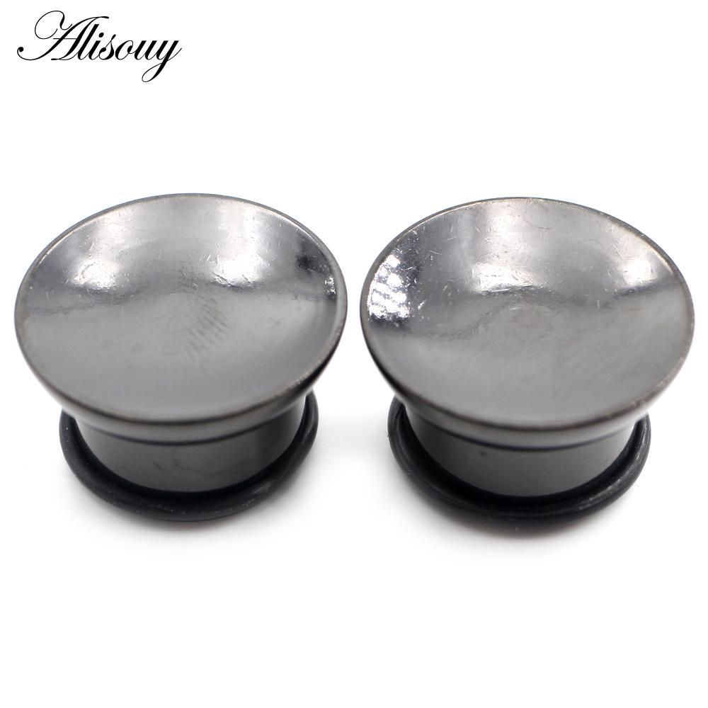Alisouy 2 Stück konkave, hohle, schalenförmige Ohrstöpsel aus Edelstahl, ausgestellte Ohrstöpsel, Expander, Keilrahmen, Messgeräte, Piercing, Körperschmuck