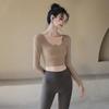 ACKDCS Women's Long-Sleeve Yoga Top with Built-in Bra