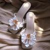 Marken Damen Sandalen 2026 Sommer Neu Elegante Blumen Sandalen Lässige Modische Außenbekleidung High Heels Schuhe Damen Pantoletten Damen