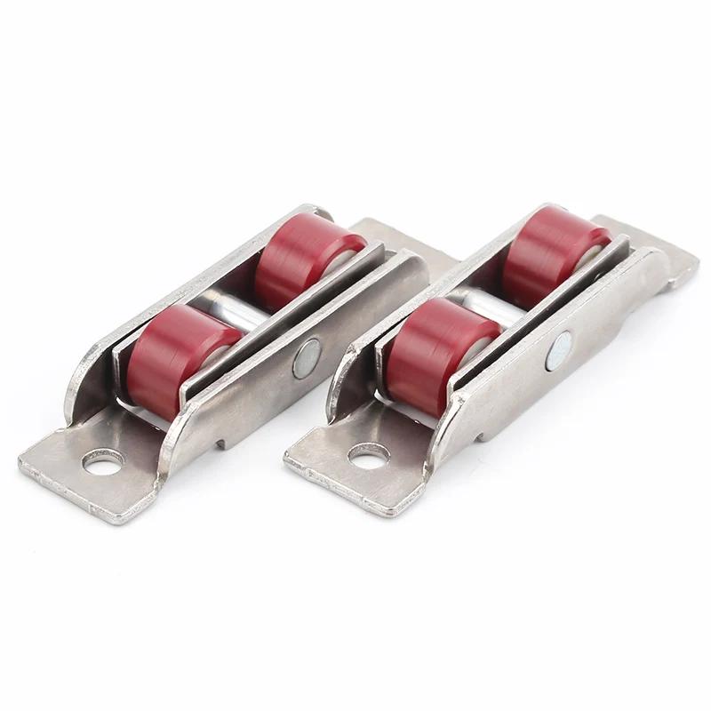 

4Pcs Stainless steel Nylon Flat Concave Double Wheel Plastic steel Slide Doors Window pulley U-type ultra-silence Wheel