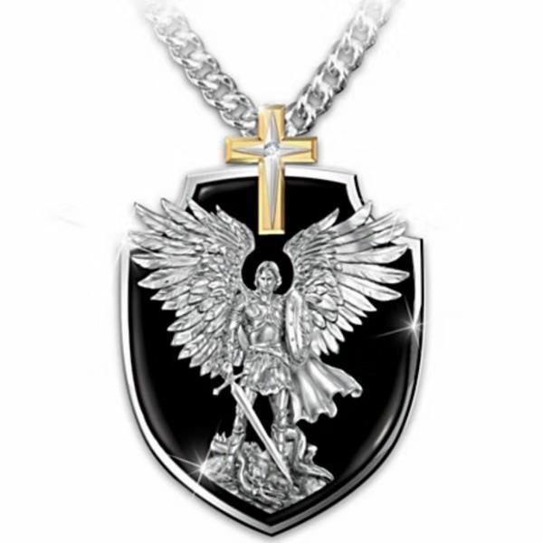 

Men s Engraved Religious Cross Pendant Necklace - Trendy Retro Alloy Design