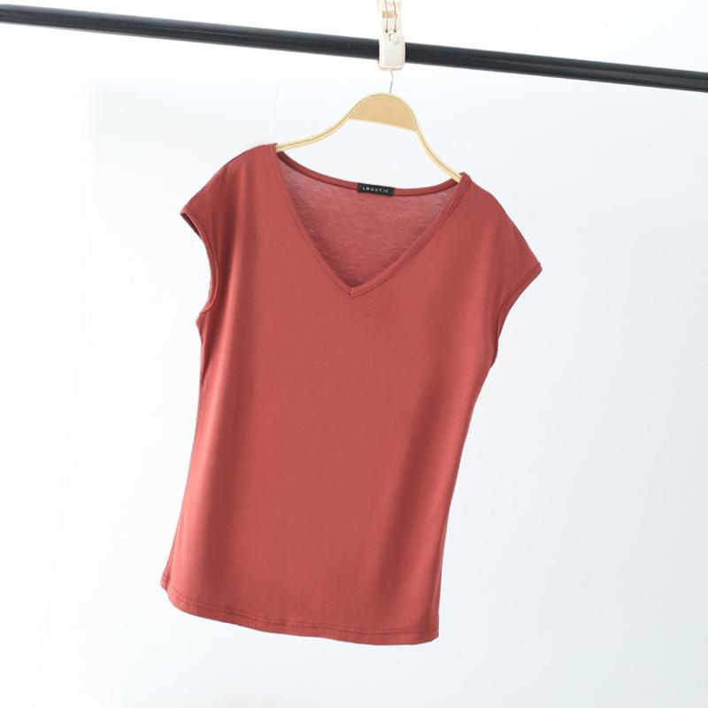 Summer Sleeveless T Shirt Women's V Neck Short Sleeved Loose Plus Size Vest Solid Color
