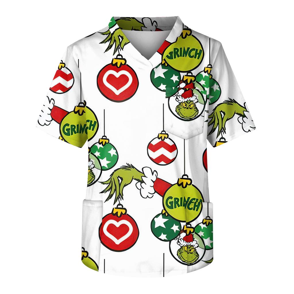 Top de Cuidado de Manga Corta con Cuello en V y Estampado con Bolsillo de Pecho para Hombre