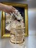 French Hollow Silk Satin Shiny Bleeding Water Diamond Vegetable Basket Banquet Pearl Bucket Clutch Messenger Bag