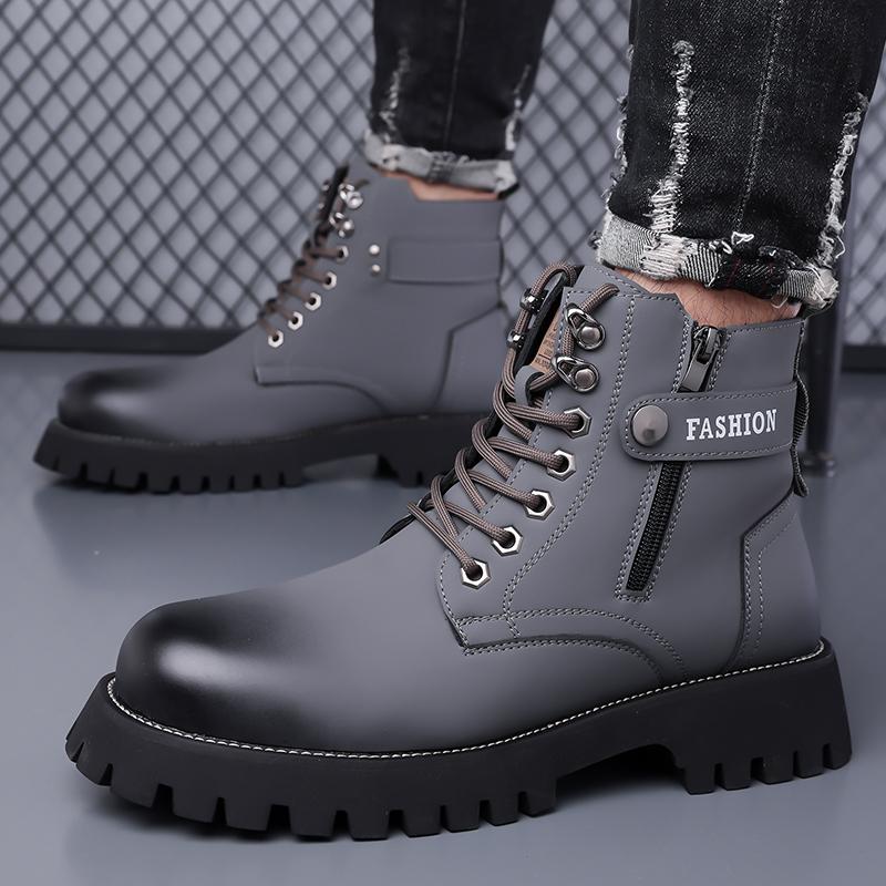 High Quality Classic Leather Men Winter Boots Fashion Genuine Leather Man Ankle Boot Lace-Up Outdoor Motorcycle Boots Walk Shoes
