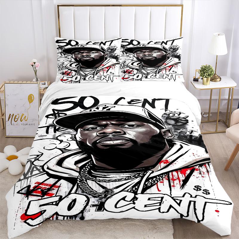 50 Cent Urban Legend Print 3Pcs Bedding Setduvet Cover With 2 Bedropillowcase Home Birthday Gift