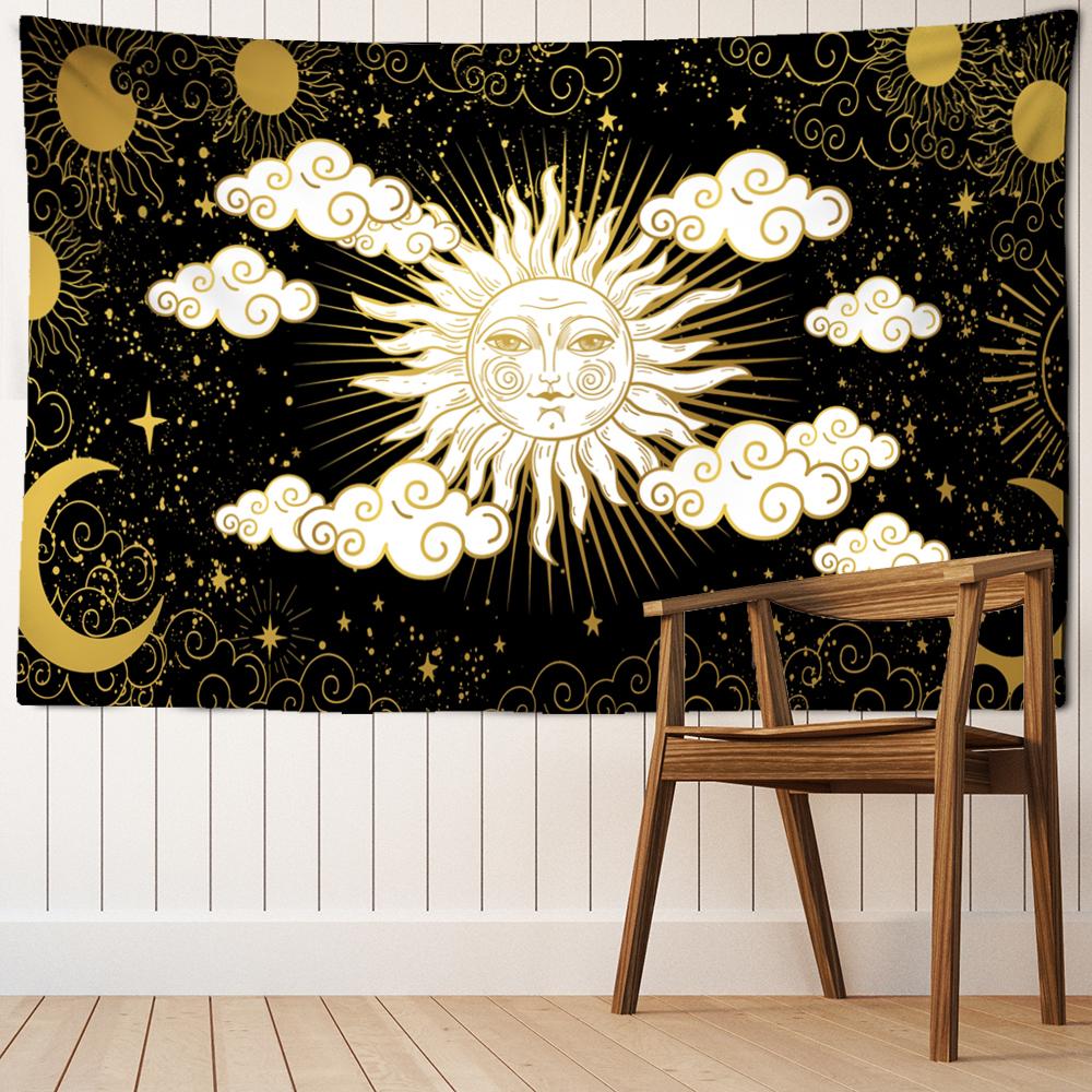 Psychedelic Sun And Moon Tapestry Wall Hanging Dream Mysterious Hippie Tapiz Kawaii Aesthetics Room Home Decor