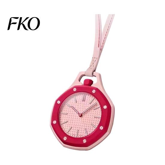 Orologio da tasca meccanico Ottagonale colorato, Analogico al quarzo Cassa scheletrata Collana con cinturino in ecopelle per uomo donna Scacchiera