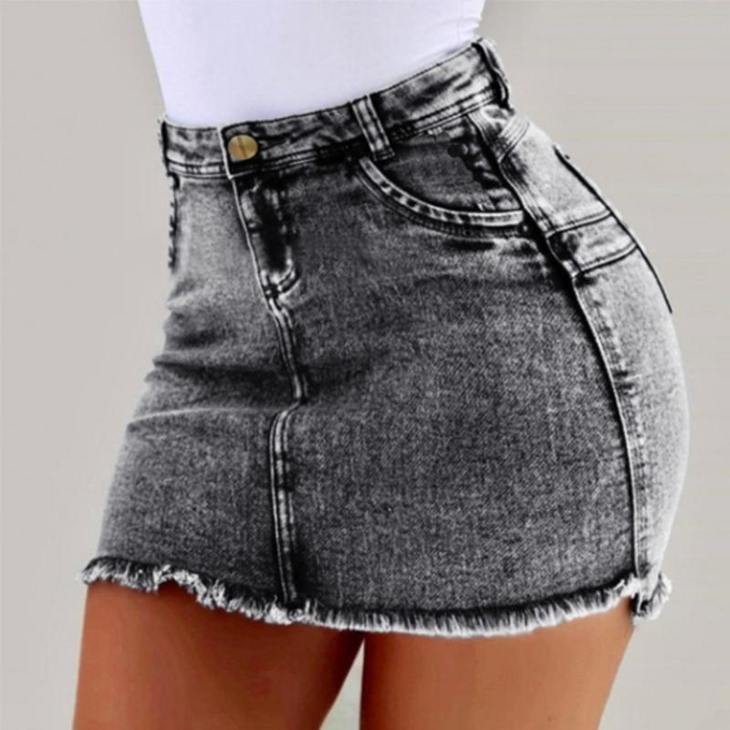 Sommer Mode Neu Allespassend Jeansrock Sexy Hüftbedeckend Jeansrock Rock Schlankmachend