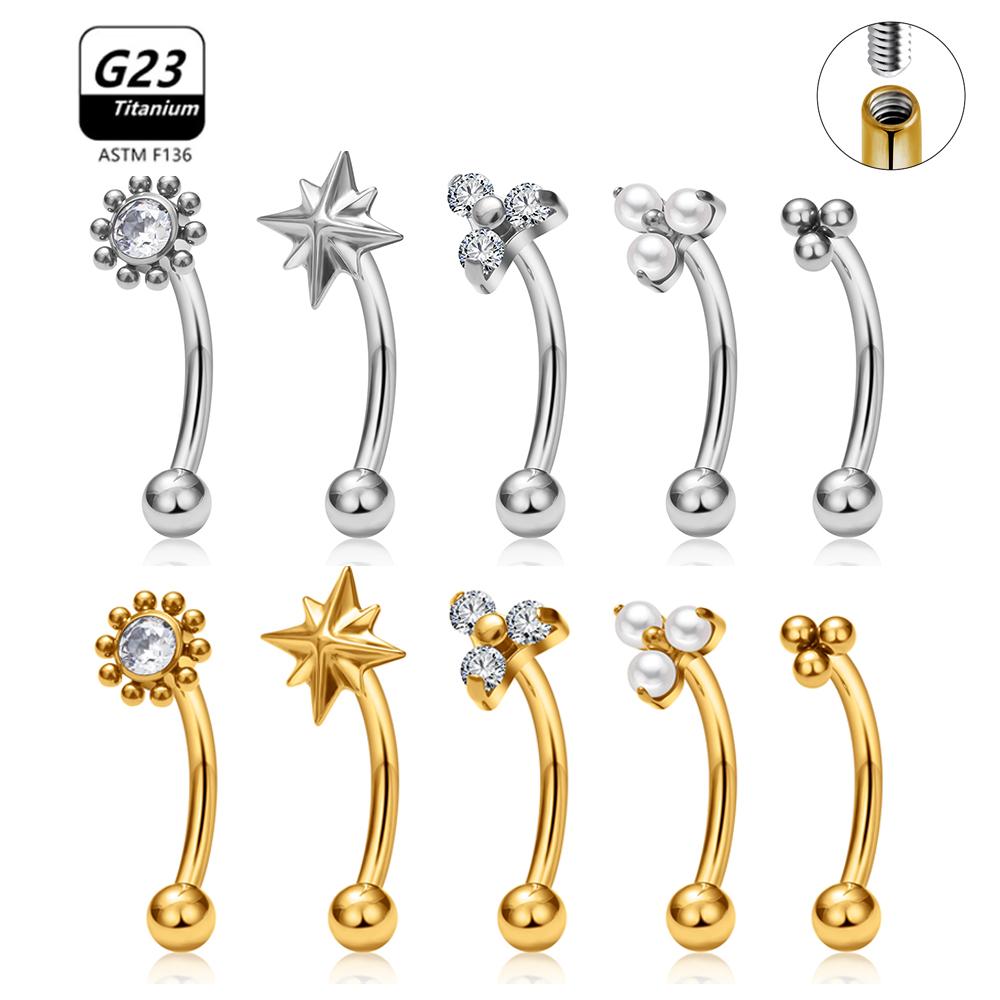 G23 Titanium ASTM-F136 Piercings Eyebrow Internal thread Eyebrow Piercings Body Zircon For Women zircon Earring