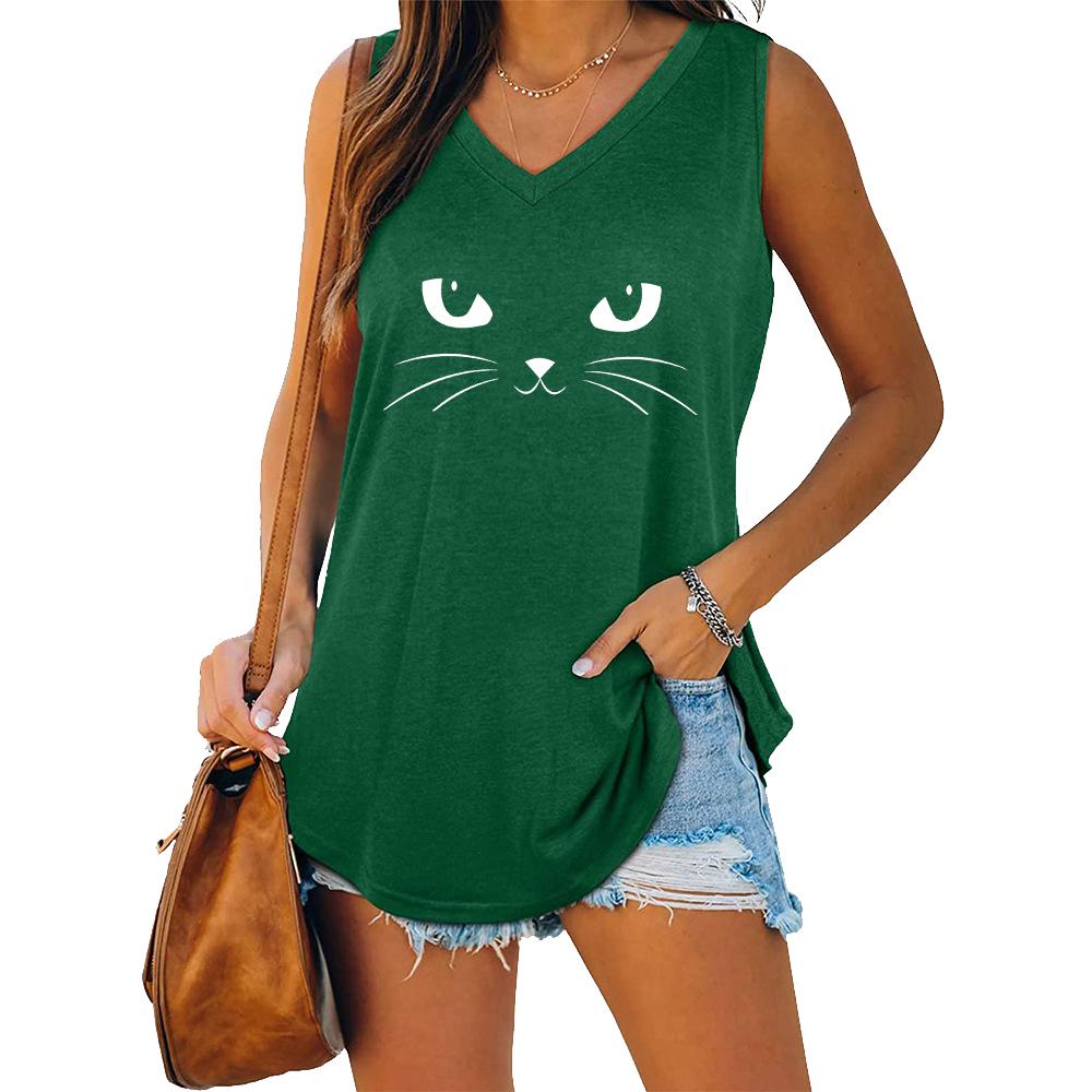 Women Fashion V Collar Tank Top Women Casual Sleeveless T-shirt