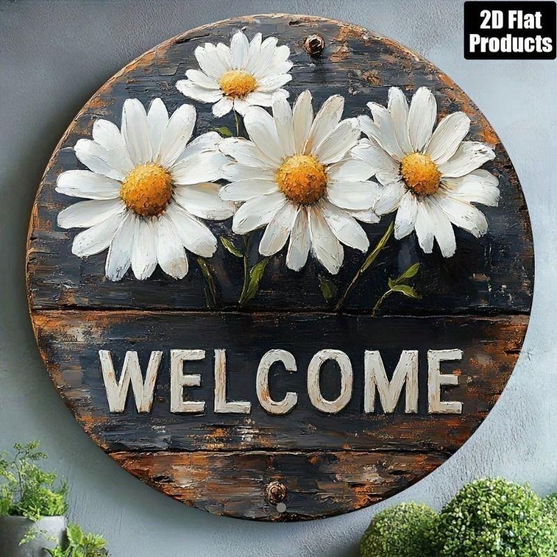 

Retro Metal Tin Sign Art Circle 20x20cm Wall Decor for Living Room Bedroom