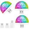 Luz Mini Disco USB, 3 Pacotes, Luzes de Festa Bola Ativadas por Som, Halloween DJ Bola de Disco Luzes de Palco - LEDs Multicores Luz de Ambiente para Carro, Estrobo Mágico