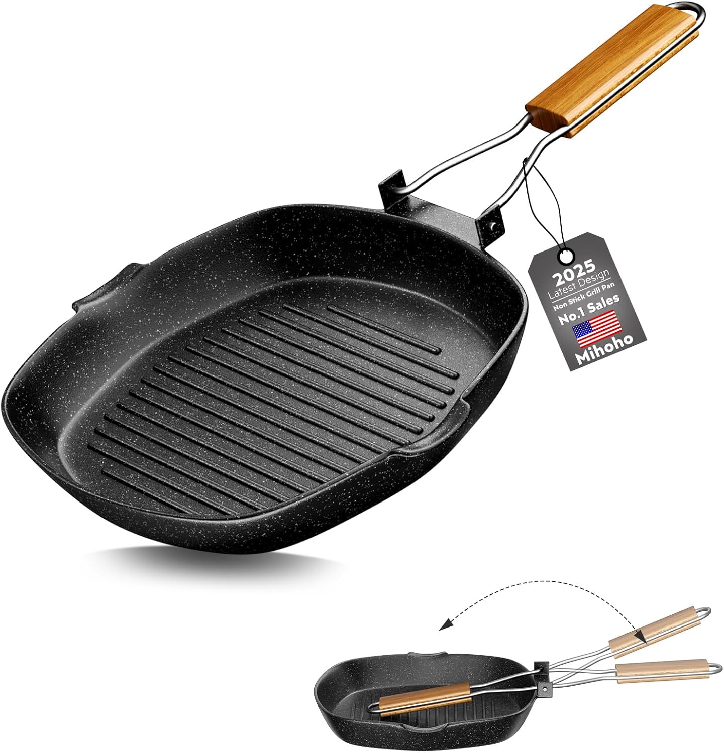 

Nonstick Grill Pan, 9.5 Inch Large Grilling Skillet Steak Pan for Indoor Cooking, Steak & Bacon Pans for Stove Tops United States