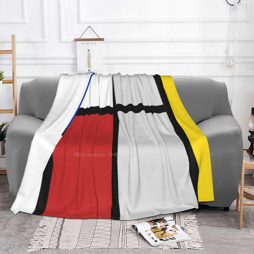 De Stijl Artworks-Mondriaan Soft Warm Light Thin Blanket Piet Mondriaan Dutch Painter Pop Art De Stijl Primary Color Colors