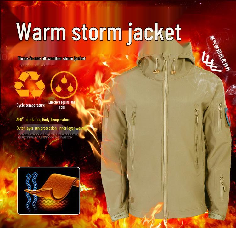 Men's Sharkskin Softshell Tactical Jacket: Windproof, Waterproof, Fleece-Lined for Autumn and Winter