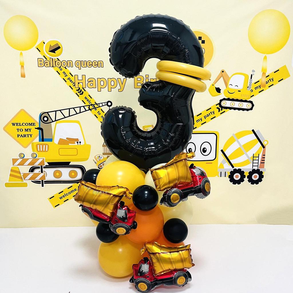 32" Black Car-Themed Number Balloon Set for Events