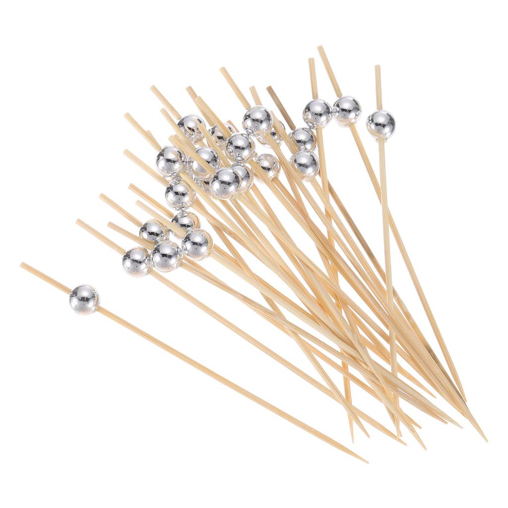 100pcs Bamboo Cocktail Picks Food Fruit Toothpicks Drink Picks Skewer Cake Drinks Party Decorative Skewers 12cm Long Food Sticks