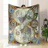 Vintage World Map Design Warm Blanket for Home Decor Flannel Blanket for Bedroom, Living Room, Sofa, and Nap Sofas