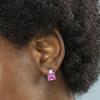 Boucles d'oreilles en argent sterling 925 avec zircon cubique rubis, plaquées rhodium - Lizba