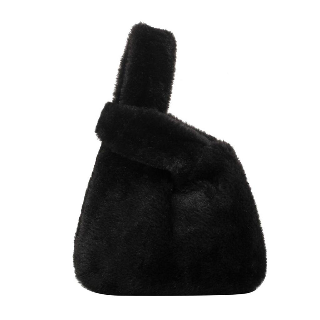 Fluffy Handbag for Women Small Plush Tote Bag Winter Fluffy Women Handbag Soft Solid Color Lipstick Key Small Storage Bag Versatile Commuter