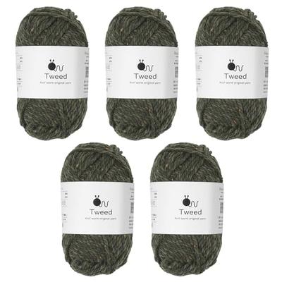 Raw Wool Yarn, 5 Balls, Tweed, Extra Thick, 30g (50m), 80% Wool, 20% Nylon, Green