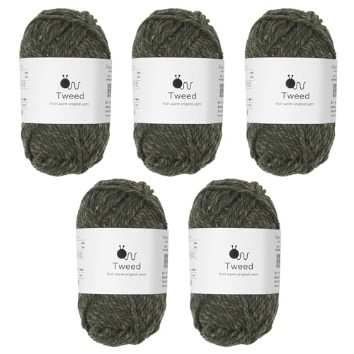 

Raw Wool Yarn, 5 Balls, Tweed, Extra Thick, 30g (50m), 80% Wool, 20% Nylon, Green