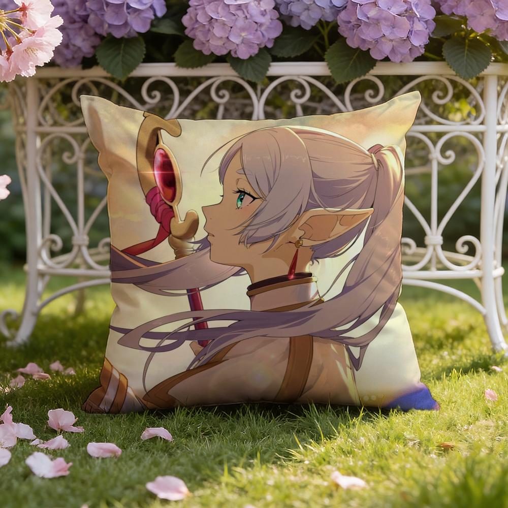 Anime F-Frieren B-Beyond Journeys Cushion Cover Home & Car Dual-Scene Pillow Cover: Reversible for Premium Comfort
