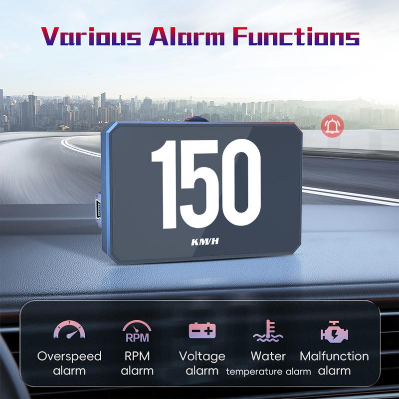 P16 LCD Gauge OBD2 Head Up Display Turbo Boost Oil Pressure Oil Temperature Fuel Consumption Car Speed Gauge