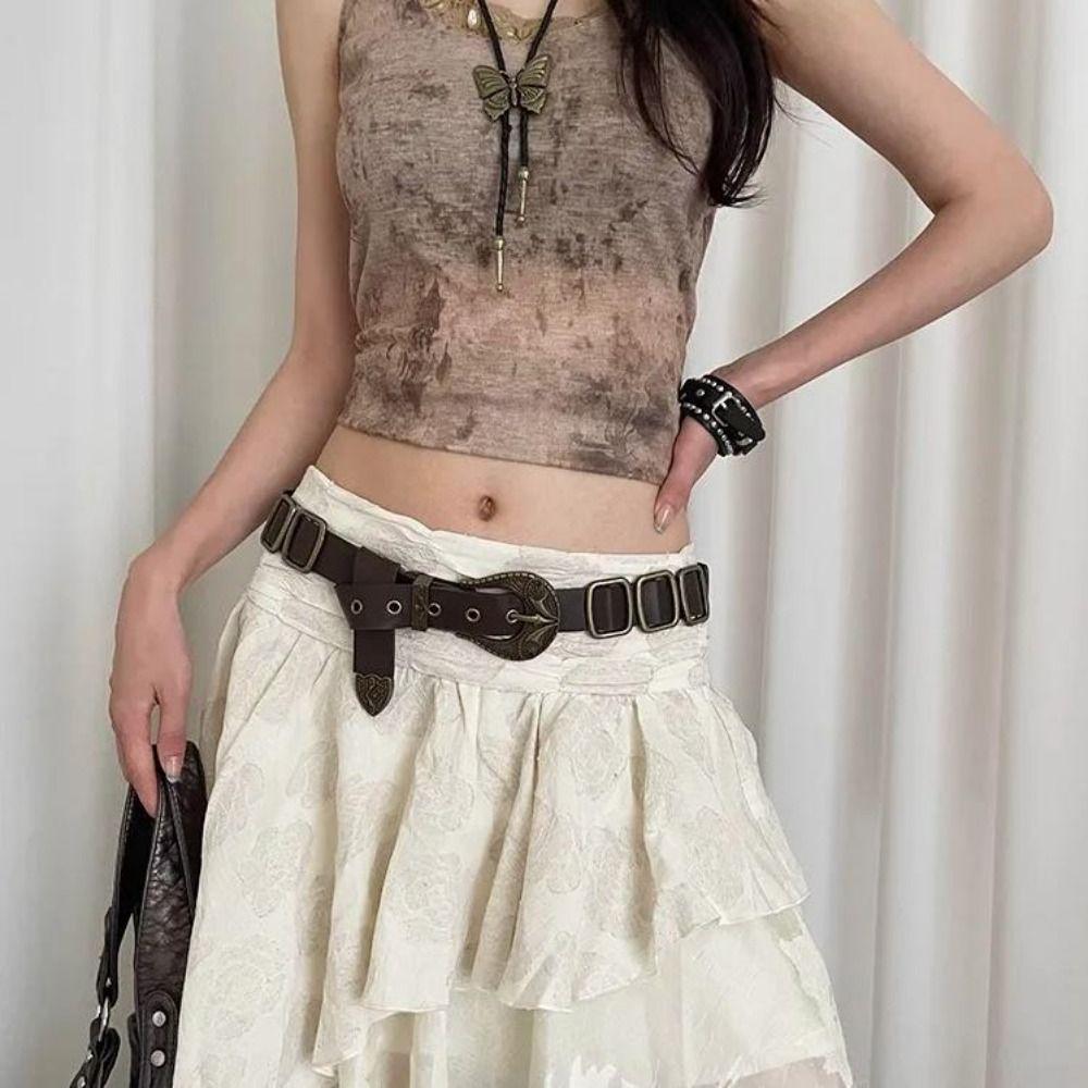 Pu Leather Waist Belt American Dress Jeans Belt Fashionable Women's Belt  Spicy Girls