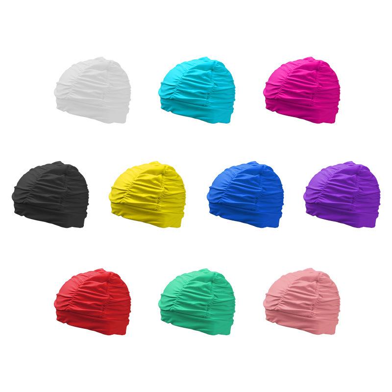 Printed Pleated Elastic Swim Cap Flower Breathable Comfortable Swimming Cap Adult Swim Cap