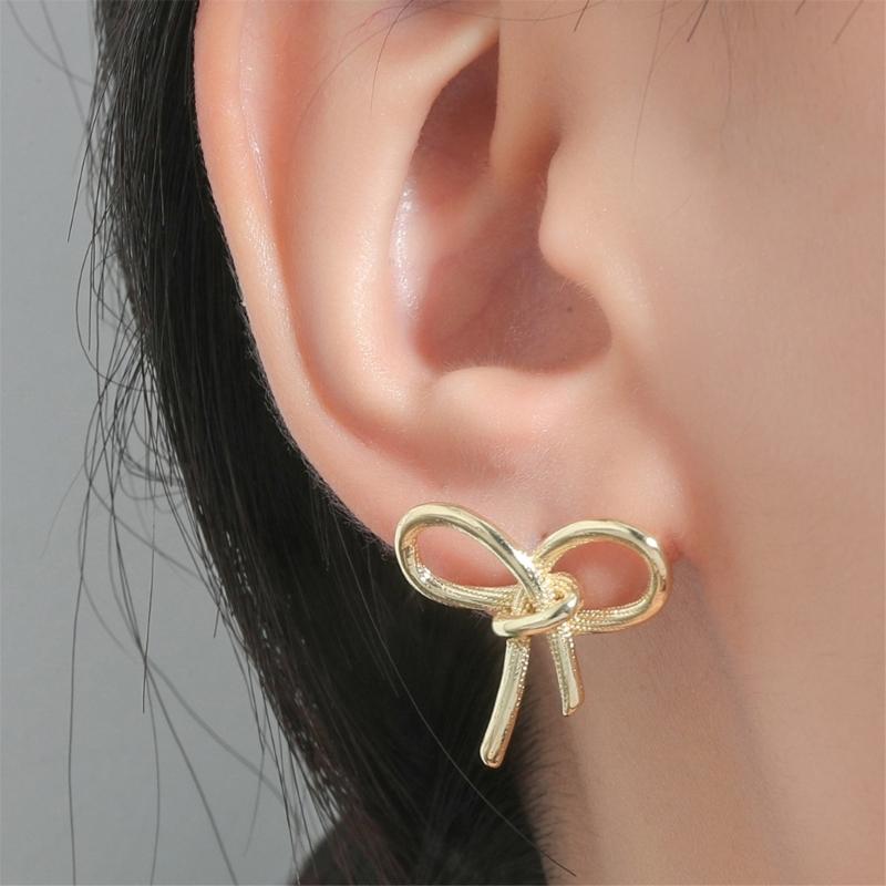 Elegant Gold Color Butterfly Knot Earrings Stylish Ear Piercing Ear Pendant Jewelry Cute Ear Studs Jewelry Accessories